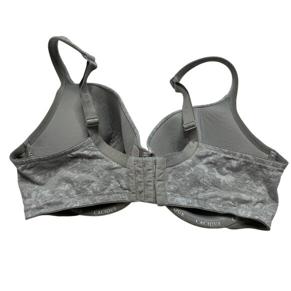 CACIQUE Lightly Lined T-shirt Bra in Gray Floral Size 40DDD Underwire Adjustable - Picture 2 of 6